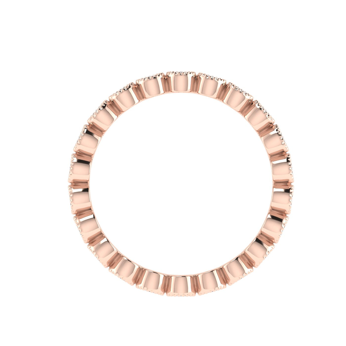 Bezel Set Eternity Moissanite Wedding Band Rose Gold